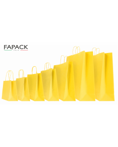 Shopper carta colore giallo manico ritorto confezione da 50 pezzi