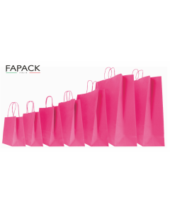 Shopper carta colore fucsia manico ritorto confezione da 50 pezzi