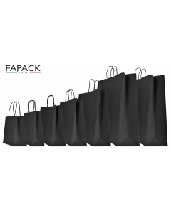 Shopper carta colore nero manico ritorto personalizzata