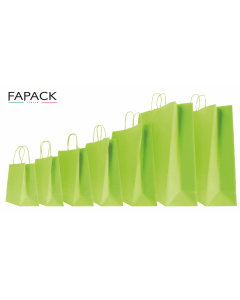 Shopper carta colore verde lime manico ritorto confezione da 50 pezzi